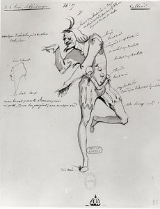 Projekt kostiumu dla akrobaty w Benvenuto Cellini autorstwa Hectora Berlioza (1803-69) 1838